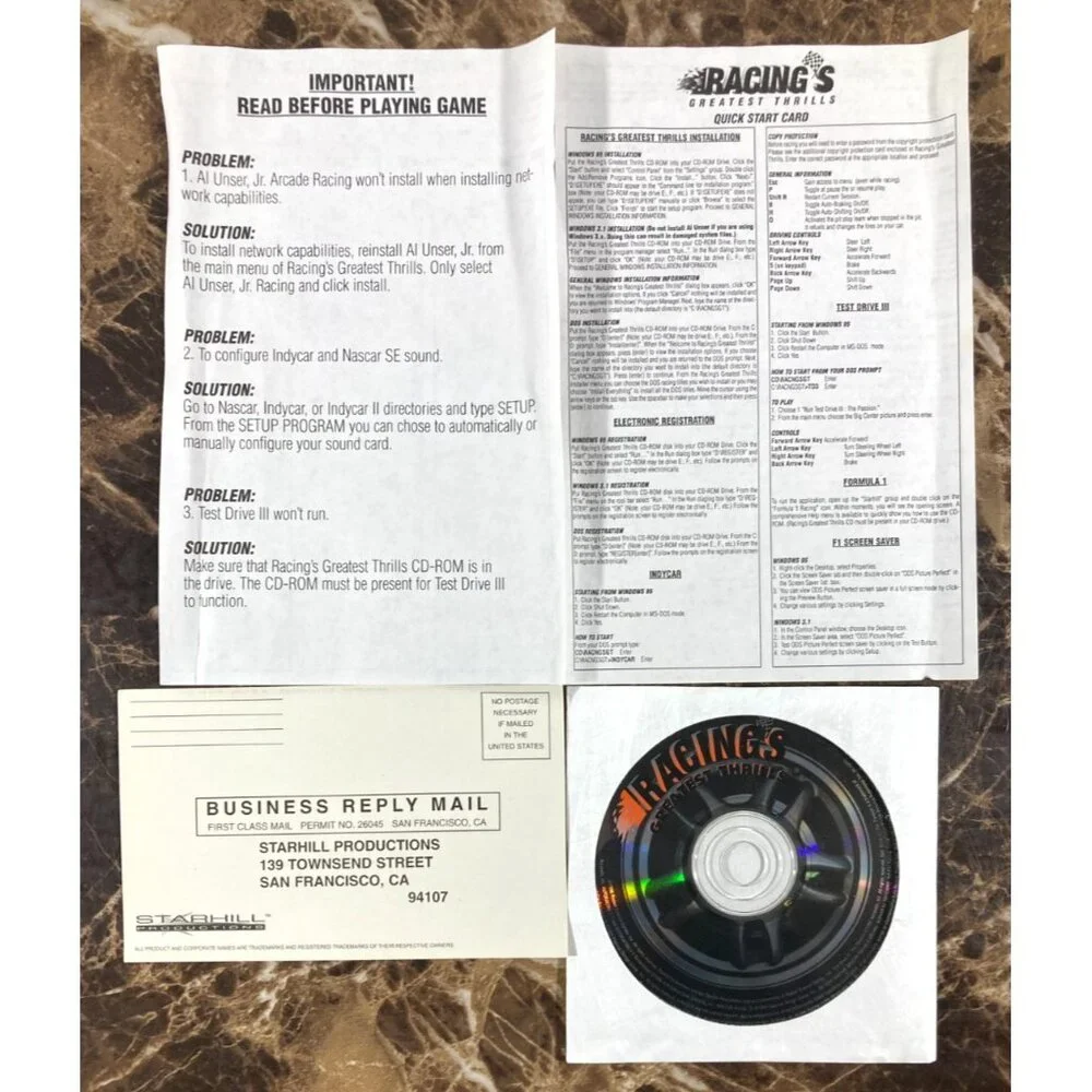 Racing's Greatest Thrills PC Big Box 8-Game CD-Rom NASCAR IndyCar Test Drive III